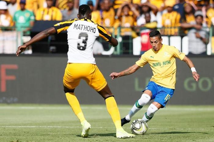 Uruguayan Gaston Sirino (R) scored twice for Mamelodi Sundowns in a South African League Cup quarter-final victory over Chippa United Sunday