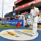 On his way in - Australia star Steve Smith walks out to bat against Derbyshire