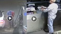 Armed robber robs fuel station’s supermarket, uses part of the loot to pay for fuel (video)