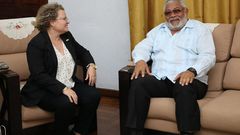 Former President Jerry John Rawlings with Ambassador to Ghana, Shani Cooper