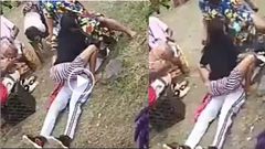 Bride’s sisters twerk on the groom as tradition says he’ll not marry the bride if he gets an erection (video)