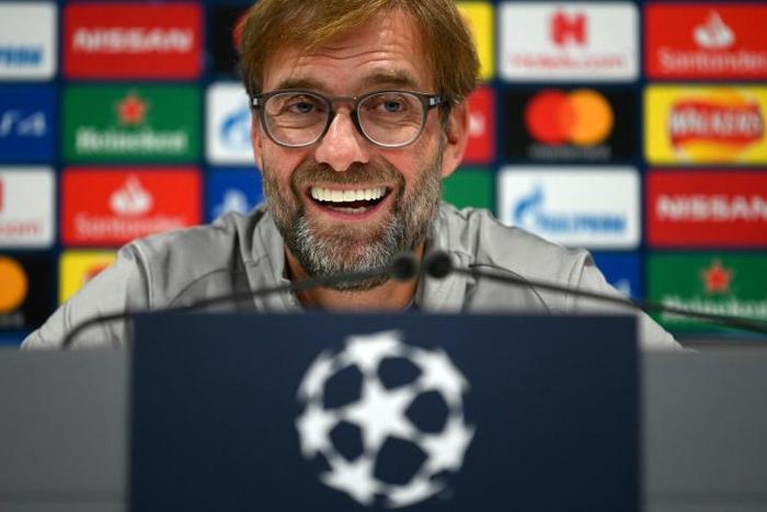 Liverpool manager Jurgen Klopp attends a press conference at Anfield on the eve of their Champions League match against Genk