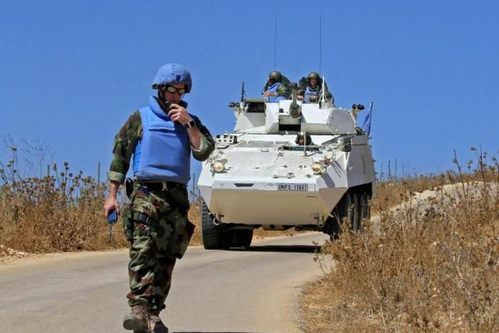 UN peacekeepers on patrol near the border between Lebanon and Israel