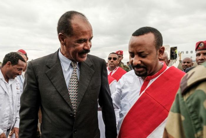 Peacemakers: Abiy Ahmed, right, and Eritrean President Isaias Afwerki in November 2018