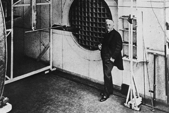 French engineer Gustave Eiffel is seen posing in his research laboratory in France in the early 20th century