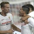 Nolito (centre) scored Sevilla's equaliser as they beat Real Sociedad 3-2 on Sunday.
