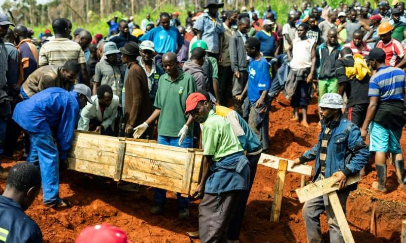 Mourning: Victims of the disaster were given a joint burial on Monday at the local cemetery, Chimanimani Heroes Acre