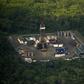 Aerial view of the Ecuador's highly lucrative Tiputini oil field located in the Amazon rainforest