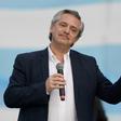 Argentine presidential candidate Alberto Fernandez delivers a speech during the closing rally of his campaign in Mar del Plata on October 24
