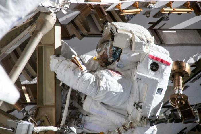 American astronaut Anne McClain at work at the International Space Station on March 22, 2019