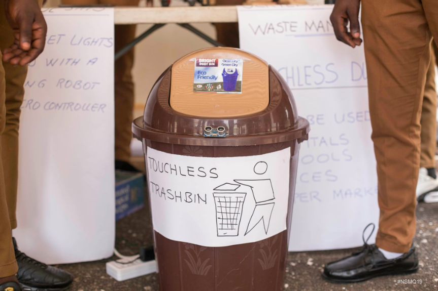 Touchless dustbin designed by Sekyedumase SHTS