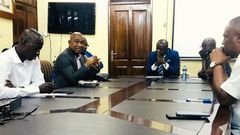 Kurt Okraku and GFA Executive Council members interact with staff