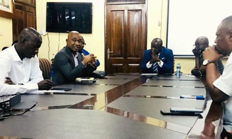Kurt Okraku and GFA Executive Council members interact with staff