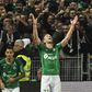 Robert Beric (C) celebrates his late winner as Saint-Etienne beat derby rivals Lyon 1-0 at home