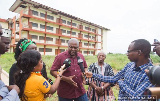 Mahama weeps after visiting abandoned E-block
