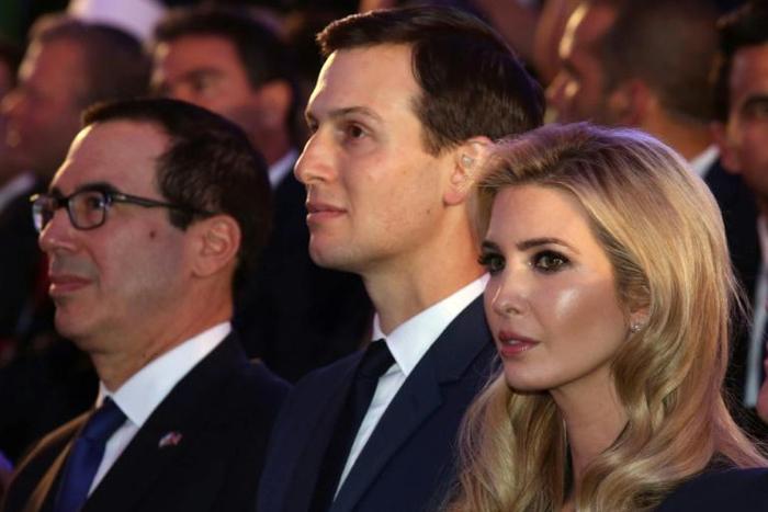 White House adviser Jared Kushner (C) and US Treasury Secretary Steve Mnuchin (L) will attend the Future Investment Initiative in Riyadh, reports say