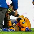 A medic tends to Napoli's Colombian goalkeeper David Ospina who lost consciousness after sustaining a head injury