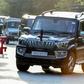 Members of a delegation of European Union parliamentarians drive to a hotel during a lockdown in Srinagar, the main city in Indian-administered Kashmir on October 29, 2019