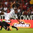 A file photo of Sao Tome e Principe captain Luis Leal (R) playing for Mexican club Chiapas