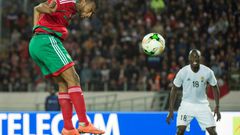 Ayoub el Kaabi (L) scores one of his nine goals that helped power hosts Morocco to the 2018 African Nations Championship title