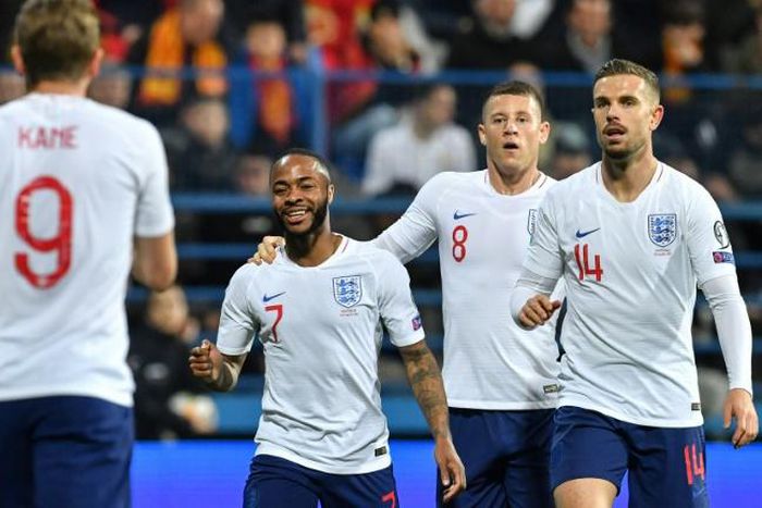 England's Harry Kane, Raheem Sterling (second left) and Ross Barkley (second right) were on target in a 5-1 thrashing of Montenegro