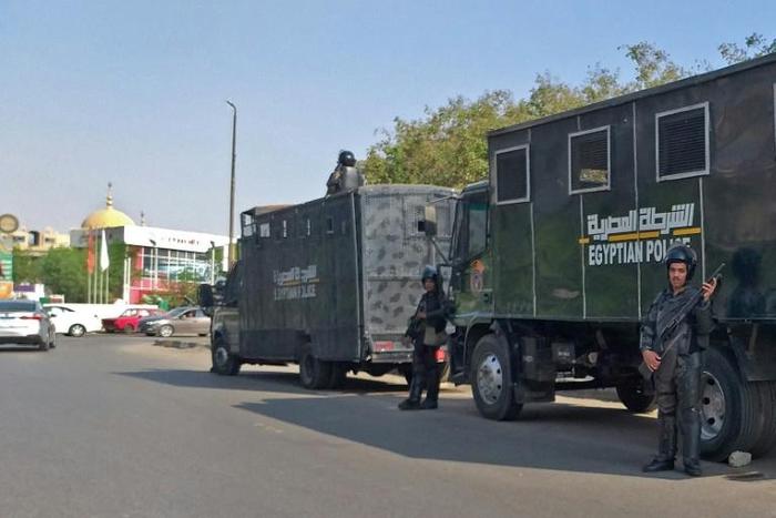 Police are out on the streets in parts of the Egyptian capital following small-scale protests