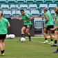 Striker Sam Kerr (2nd L) of Australia's national women's football team told reporters she was hopeful of revealing her new club within the week