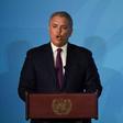 Colombian President Ivan Duque, who has championed a hard line on Venezuela, speaks at a UN summit on climate change