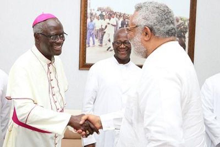 Rawlings with Archbishop of Accra