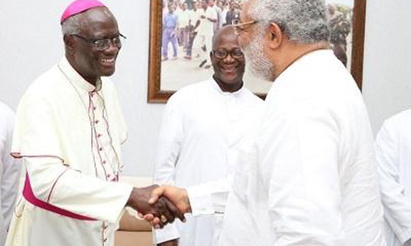 Rawlings with Archbishop of Accra