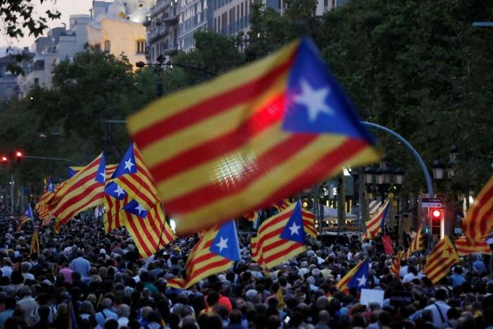 A protest in Barcelona earlier this month marked the second anniversary of the banned independence referendum