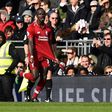 Liverpool's Senegalese striker Sadio Mane celebrates scoring the opener against Fulham
