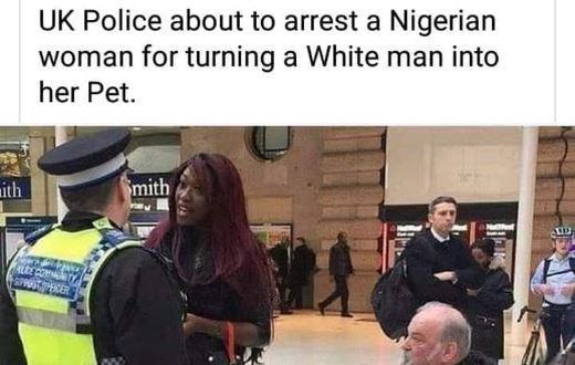 Black woman arrested in the UK for turning white old man into a pet (video)