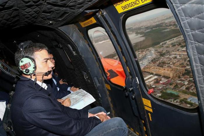 Sanchez flew over the affected areas and then visited a command centre