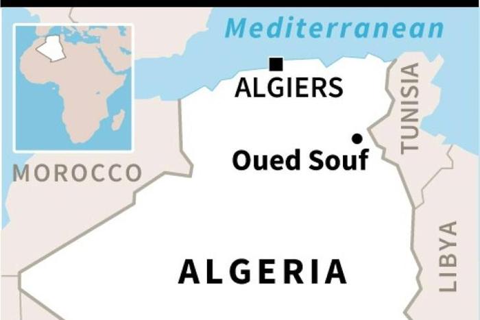 Map locating Oued Souf in Algeria where eight babies were killed in a fire at a hospital.