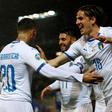 Italy midfielder Federico Bernardeschi (L) scored after just two minutes against Liechtenstein in Vaduz.