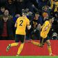 Wolves forward Raul Jimenez (right) celebrates after scoring against Manchester United