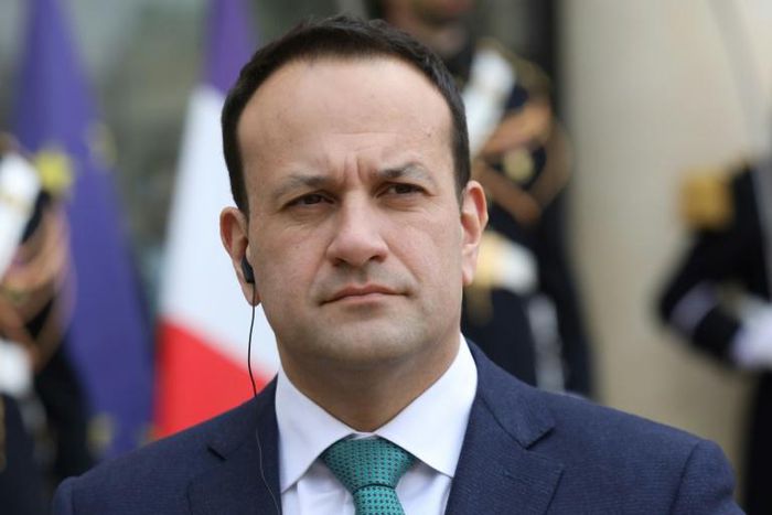 Irish Prime Minister (Taoiseach) Leo Varadkar speaks to the press after a meeting with the French president at the Elysee Palace in Paris on April 2, 2019