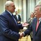 Belarus President Alexander Lukashenko (L) with US National Security Advisor John Bolton -- the highest-ranking US visit to Belarus in two decades
