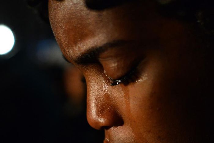 Black woman crying