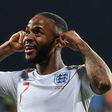 England forward Raheem Sterling celebrates after scoring the fifth goal against Montenegro in a 5-1 win