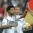 Germany winger Serge Gnabry (L) scored twice in June's 8-0 win over Estonia, but expects a tough away game in Tallinn in Sunday's Euro 2020 qualifier.