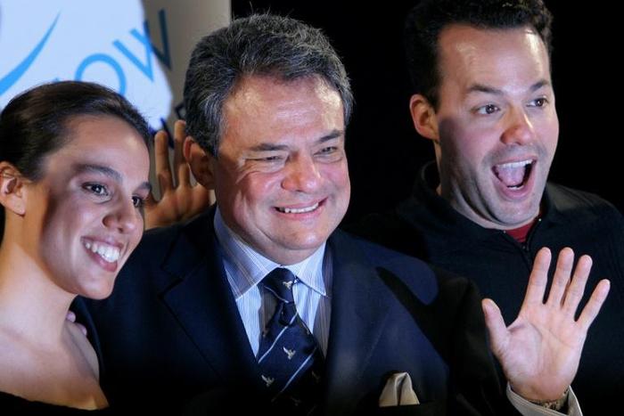 Mexican singer Jose Jose is shown here in 2004 accompanied by his children Jose Joel (R) and Marysol Sosa (L), who have voiced anger over their father's apparently missing body