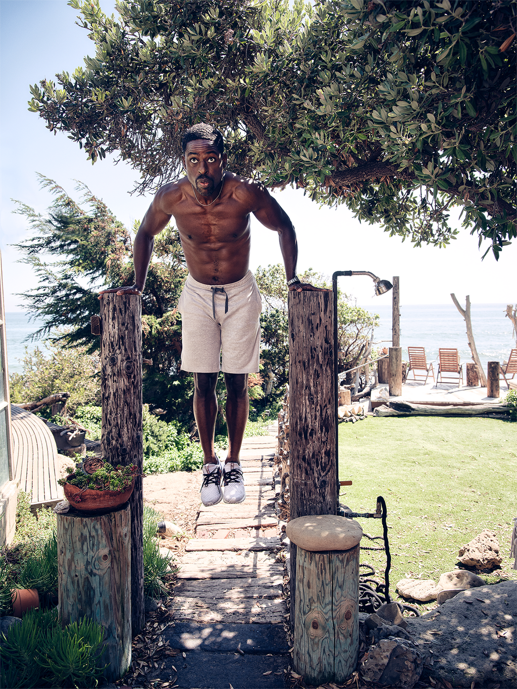 Get Sterlings Look: <a href="https://www.gap.com/browse/product.do?pid=440182012&pcid=999#pdp-page-content" target="_blank" rel="nofollow">Gap Sweatpants</a>, <a href="https://www.calvinklein.us/en/mens-clothing/mens-...