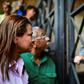 Venezuelan opposition deputy Dennis Fernandez (L) requests information on the detention of Roberto Marrero, the chief of staff of opposition leader and self-proclaimed interim president Juan Guaido, at the entrance of the intelligence service (SEBIN) h...