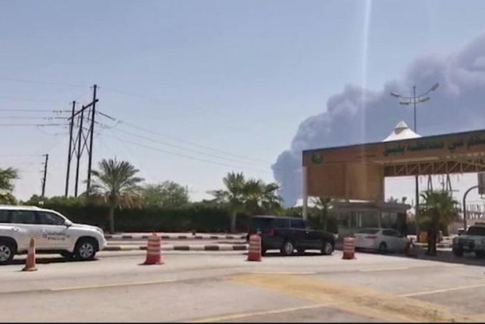Smoke billows from Saudi oil giant Aramco's huge Abqaiq processing plant following a Saturday attack that Tehran insists was carried out by Yemeni rebels but Washington says originated in Iran