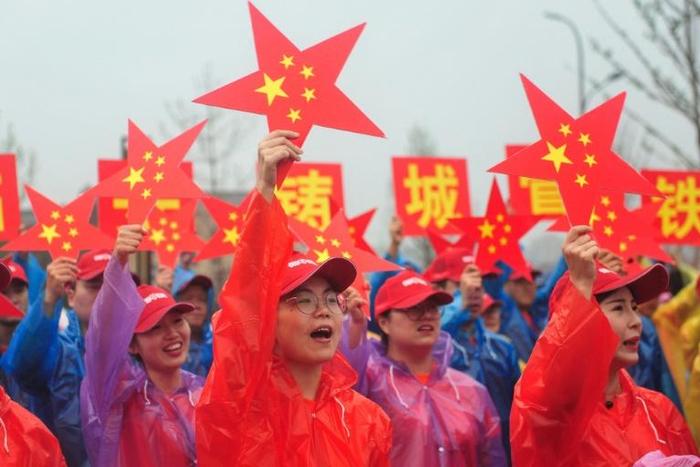A patriotic event in Hangzhou, in China's eastern Zhejiang province, celebrates the 70th year of the founding of the People's Republic of China