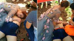 The bride, Guo Yuanyuan was having her photos taken near a seaside resort when a man suffered a heart attack while swimming