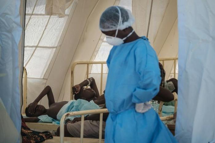 Patients suffering with diarrhoea are treated at a health centre in Beira as cyclone-hit Mozambique faces a mounting cholera outbreak