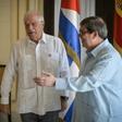 Spanish Foreign Minister Josep Borrell (left) and Cuban counterpart Bruno Rodriguez announced a visit by Spain's King Felipe VI to the island nation